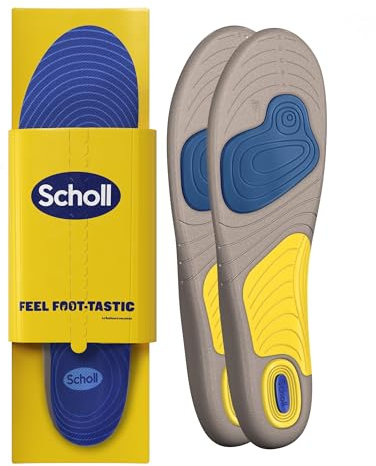 Scholl Gel Activ Laufeinlagen für Herren, Laufschuheinlagen mit Anti-Geruchs-Technologie und stoßdämpfender Wirkung, Sporteinlagen mit Druck- und Fußgewölbestütze, Größe 40-46,5 EU, 2er-Pack