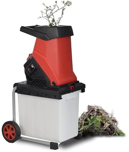 McbeAn Garden Branch Shredder, 2500W Powerful Electric Wood Chipper Mulcher with Transport Wheel Move Easily,Max.40mm Cutting Capacity, 50L Collection Box, for Lawn and Garden