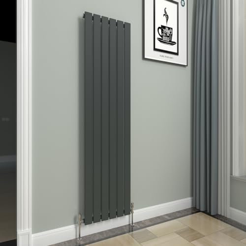 GY Bath Vertical Radiator Anthracite Flat Panel Designer 1600x408mm Single Modern Central Heating Rads