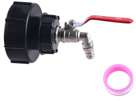 BEVDICNC IBC Tap Adapter S100x8/S60x6 Grobgewinde, 3/4 Zoll Roter Griff Auslaufhahn, Tank Zubehör Kappe, Hahn Wasserhahn für Regenwassertank, Wassertank Wasserhahn, IBC Tank Zubehör