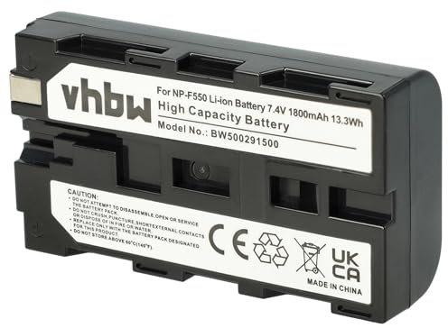 vhbw 1x Batterie Remplacement pour Sony NP-730, NP-530, NP-F550, NP-F530, NP-F330, NP-930 pour caméra vidéo caméscope (1800mAh, 7,2V, Li-ION)