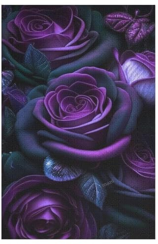 Rose Puzzle 1000 Teile,Puzzles Für Erwachsene, Impossible Puzzle, Geschicklichkeitsspiel Für Die Ganze Familie, Puzzle Kinder,Holzpuzzle-Geschenk,Raumdekoration, （78×53cm）