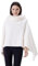 Miaikvs Damen Pullover Strickschal Cape Schal mit Pelzkragen Poncho Wrap Schal（weiß）