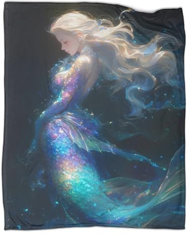 Mermaids Kuscheldecke Flauschig Decke 3D Sofa Für 4 Jahreszeiten - Weich/Warm/Leicht Sofadecke Wohndecke Couchdecke Bett,Couch,Flanell Fleecedecke 40x50inch(100x130cm)
