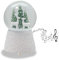 Schneekugel Weihnachten Spieluhr | 2 Rehe Tannenbaum | Ornament Sockel weiß | Höhe 140mm Breite 100mm | Spieluhr | 20279