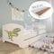 Kids Collective Kinderbett 80x160 cm mit Matratze und Schublade, Rausfallschutz & Lattenrost in weiß mit Dinosaurier Motiv V Komplettbett Jugendbett Einzelbett Holz