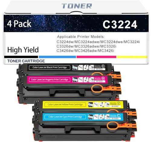 PAESCOY C3210k0 C3210C0 C3210M0 C3210Y0 Für Lexmark C3224 Tonerkartuschen Ersatz C3224dw MC3224adwe MC3224dwe MC3224i C3326dw MC3326adwe MC3326i C3426dw MC3426adw Drucker (Kein Chip),4 Colors-1 Pack