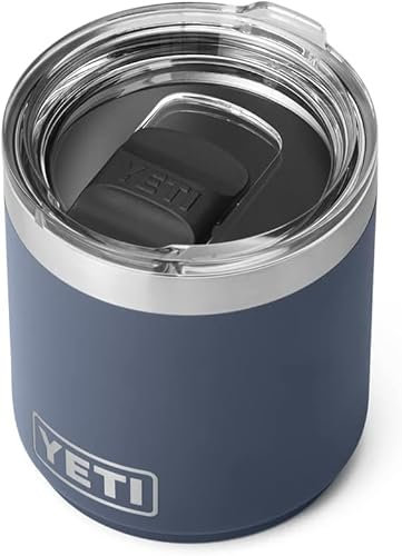 YETI Rambler Lowball, Vacuum Insulated Stainless Steel Stackable Lowball with MagSlider Lid, Navy, 10 oz (296 ml)