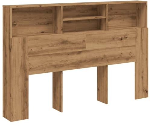 vidaXL Kopfteil, Bettkopfteil mit Stauraum, Schlafzimmer Kopfteil-Regal Wand-Kopfteil, Betthaupt, Artisan-Eiche 160x19x103,5cm Holzwerkstoff