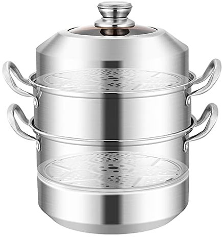 SdaryWare Dampfgarer/Suppentopf/Lebensmittelechter Edelstahl 304, Dicker und Flacher Boden, zum Garen von gedämpften Brötchen, zum Garen von Krabben, für Hühnersuppe (Eine Farbe - 28 cm)
