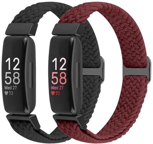 XANS Nylon Geflochtene Armband Kompatibel mit Fitbit Inspire 3/Inspire 2/Inspire/Inspire HR/Fitbit Ace 3/Ace 2, Elastisches Verstellbares Ersatzarmband Dehnbare Weiche Sport Armband für Damen Herren
