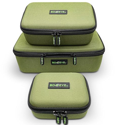 BD EYE UK 3er-Pack EVA-Angelgerät-Aufbewahrungskoffer – robuster Reißverschluss, Netztasche – wasserdichte Ausrüstungsboxen – klein/mittel/groß – 28/21/14 cm – ideal für Köder, Werkzeuge und Zubehör