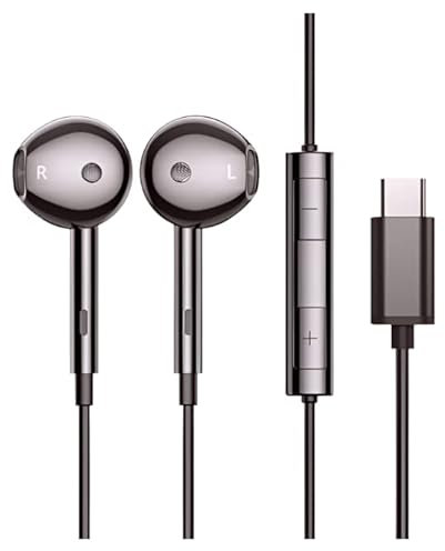 USB C Headphones Replacement for Samsung Galaxy S24 S23 FE S22 S21 S20 A54 A53 Earphone with Mic Volume Wired Control Type C Earbuds in-Ear Bass Stereo Sound