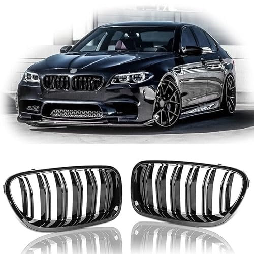 REINKO Nieren Grill passend für BMW 5er F10 F11 Limousine Touring 2009-2016 Doppelsteg glanz schwarz Klavierschwarz