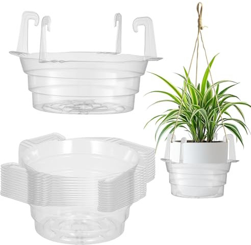 Sibosen 15 PCS 20cm Clear Hanging Basket Drip Pan Saucer Plastics Plant Saucers Drip Pans for Hanging Indoor Outdoor Hanging Basket Flower Pot,Hanging Plant Water Catcher