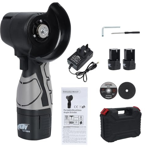 Tacarlha 16.8V Cordless Angle Grinder, 550W Brushless Motor with 2×1.5Ah Batteries & Fast Charger – 75mm Cutting/Polishing Disc for Metal, Wood, Tile – Safety Lock, Ergonomic Handle, UK