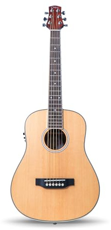 Mini-Elektro-Akustikgitarre, 3/4 Größe, Reise, Bildung, Stahlsaite, natur