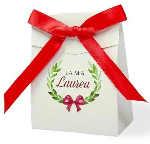 Festa Centro 50pz Scatoline Bomboniere Portaconfetti Scatole Confetti Scritta La Mia Laurea, Bomboniere Decorazione Fai da Te Festa Laurea Regalo (Rettangolo)
