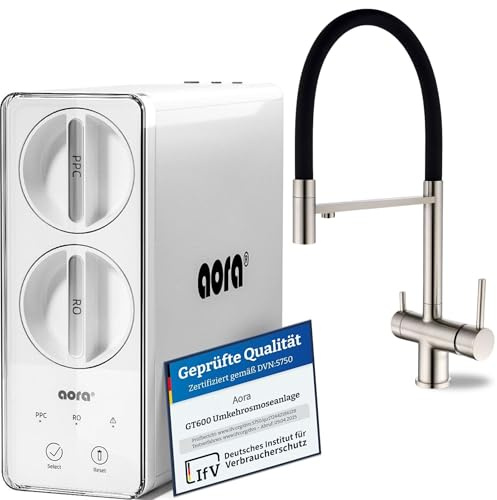 AORA GT600 Umkehrosmoseanlage Untertisch – tankloser Trinkwasserfilter – 8 Stufen Filtration RO System – 3-Wege-Armatur – 3 Sekunden Filterwechsel – Osmoseanlage reines Wasser | ALPINA Matt