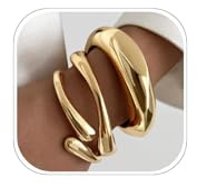 MIYUEFAN 3 Pezzi Bracciale Donna, Bracciali Impilabile Oro 14K Rigido Vintage in Metallo, Gioielli Natale Compleanno Regali