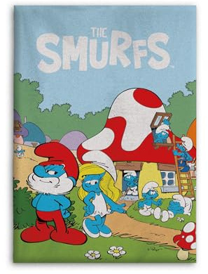 Aymax Flanelldecke, Smurf, 110 x 150 cm, weiche Decke