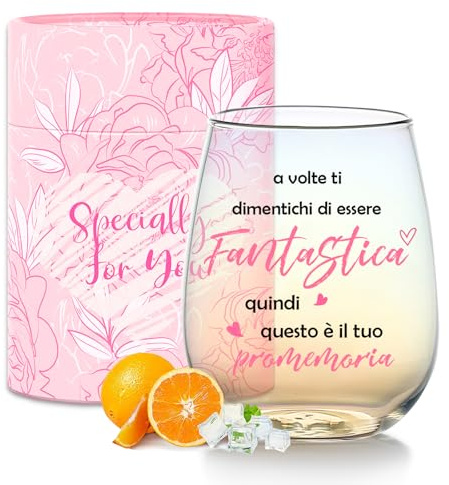 Regalo Donna Compleanno Calici Vino Idee Regali Amica Collega Bicchieri Acqua Vetro Regalo San Valentino Festa Della Mamma Maestre Fine Anno Tazza Personalizzata Regali Natale Donna Originale Utile