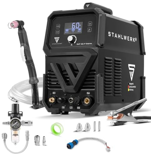 STAHLWERK Plasmaschneider CUT 60 P Digital Plasmaschneidgerät mit 60 A | Schneidleistung bis 20 mm, Inverter Plasma Cutter mit HF-Pilotzündung, THC-Schnittstelle für CNC-Höhenregelung