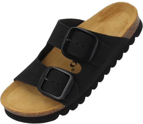 Palado Pantoletten Damen Korfu MP - elegante Sandalen Made in Spain - Hausschuhe mit Kork-Fußbett - bequeme Sommerschuhe