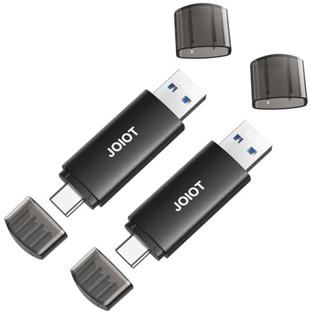 JOIOT USB Stick 32GB, 2 Pack USB 3.0 USB C Stick 2 in 1 Dual Flash Drive OTG Memory Stick High Speed Flash Drive Mini USB Flash Drive 32GB Compatible for Computer/TV/Car/Player, etc- Black