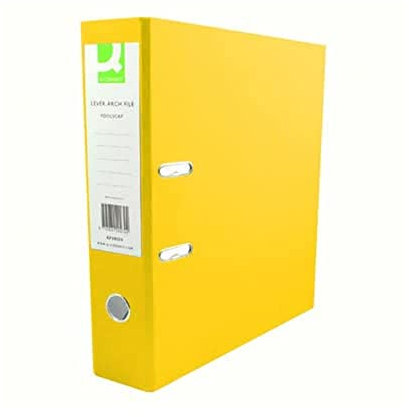 Q-Connect 70mm Lever Arch File Polypropylene Foolscap Yellow (Pack of 10) KF01476