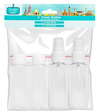 Brnad New Travel Essentials 4pk See Through Travel Bottles