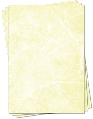 Gastronomie Papier (Gelb-Eis-Marmor, DIN A4, 100 Blatt, MPA-5154b) für Speisekarten. Marmoriertes Papier, Marmorpapier zweiseitig bedruckt, für alle Drucker/Kopierer geeignet