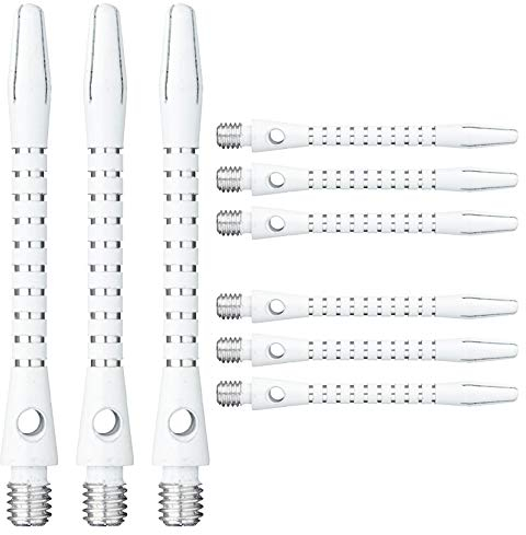 RED DRAGON DRX Coated Aluminium Short White Dart Stems (Shafts) - 2 Sets per Pack (6 Stems in total)