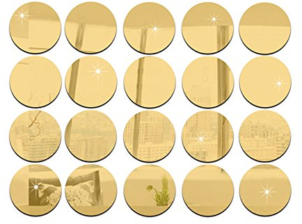 Spiegel-Aufkleber, rund, 5 cm Durchmesser, DIY-Zubehör, dekorative Spiegelstücke, Acryl-Spiegel-Aufkleber, 50 Stück gold