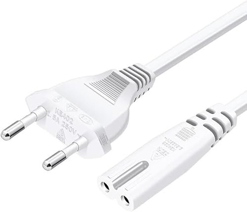CABLEPELADO Cable Alimentación Tipo C Euro - Cable C7 - Cable Euro 8 - Compatible con Samsung Toshiba LG Philips Sharp Sony, Monitor, DVD Printer Radio BLU-Ray Playstation Xbox - 5 Metros - Blanco