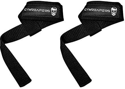 Gymreapers Lifting Wrist Straps for Weightlifting, Bodybuilding, Powerlifting, Strength Training, Deadlifts - Padded Neoprene with 18 Cotton (Black)