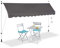 Relaxdays Klemmmarkise Balkon, Handkurbel, höhenverstellbar, UV-beständig, ohne Bohren, Polyester, 300 cm breit, grau