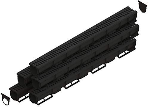 VODALAND - Canaleta de Drenaje Easy 1 con Rejilla de Plástico - Kit 5 Metros | Drenaje Eficiente para Jardines, Terrazas y Áreas Exteriores | Solución Ideal para la Gestión de Aguas Pluviales