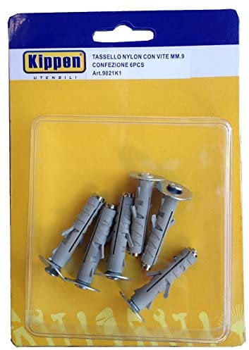 kippen 9021K1 Kit Composto da 6 Tasselli per Fissaggio ad Espansione da mm.9 con Vite e Rondella