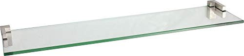 ib style® Glasregal 8mm | inkl. Clip Piazza Edelstahloptik |12 Größen|3 Dekore| Klar | 60x15 cm
