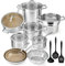 Duxtop 17-teiliges professionelles Kochgeschirr-Set aus Edelstahl, Induktions-Kochgeschirr, Edelstahl, Keramik, Antihaftbeschichtung, Fusion Titanium verstärkte Keramikbeschichtung, braun
