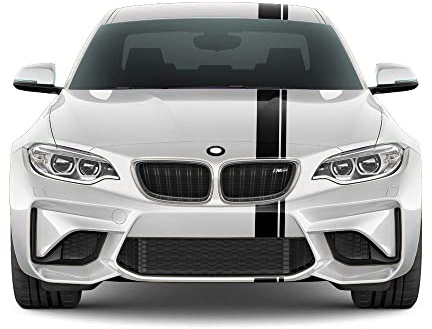 Auto-Dress Viper-Streifen Aufkleber/Dekor-Sticker, Rennstreifen 200x13cm (Schwarz Matt)