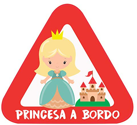 Adesivo per bebè a bordo. Adesivo in vinile per auto e moto. 15 x 13,7 cm. (19. Principessa)