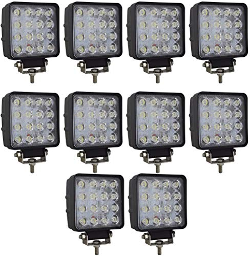Willpower 10pc LED Scheinwerfer 4‘’ 10cm 48W LED Arbeitsscheinwerfer 12V 24V Zusatzscheinwerfer Auto Rückfahrscheinwerfer Led Wasserdicht für Offroad Traktor SUV ATV Platz