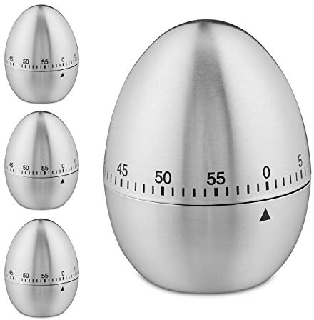 4X minuteurs de Cuisine, 1h intervalle de Temps, Alarme, Accessoire, mécanique, Acier Inoxydable, argenté