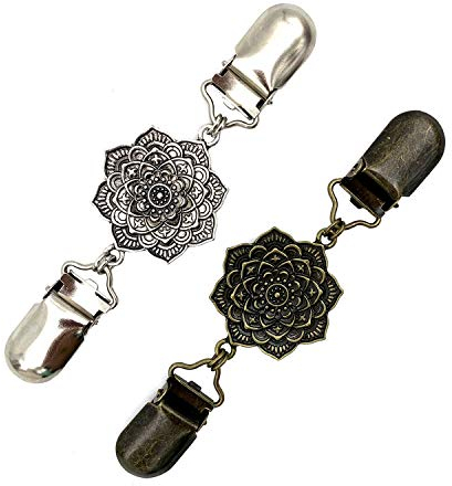 CAREOR Vintage Cardigan Pullover Pin Schal Brosche Clips Hemd Kleid Kragen Ente Clip für elegante Frauen, Metall