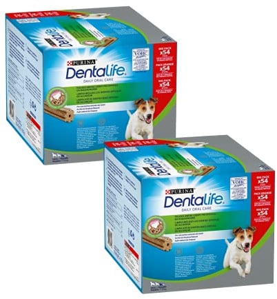 PURINA DENTALIFE Daily Oral Care Snack per Cani Sticks Dentali 2 Confezioni | Sticks Dentali per Igiene Orale Cane Adulto Taglia Piccola, 2 Confezioni da 54 Sticks