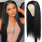 PORSMEER Lange Gerade Glatt Perücke Schwarz Natürliche Mittelteil Spitze Perücken für Frauen Synthetische Wig für Tägliches oder Halloween Kostüm Cosplay Perücken Schwarze