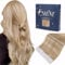 Fshine Echthaar Extensions Tape 35cm 50g 20 Stücke Invisible Tape Extensions Echthaar Goldblond Highlights Hellblond Klebe Haarverlängerungen Farbe 16P22