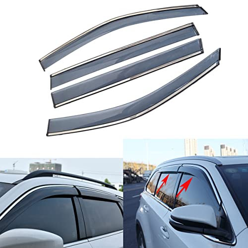 4pcs Car Sun Rain Guards Window Vent Shade Visors Deflector Sun Guards Rain Guards Chrome Trim for VW Golf R R-Line 2018 2019 2020 2021 2022